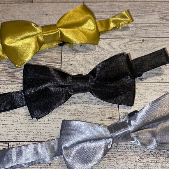 Youth Adjustable 4” Bow Tie Bundle, Metallic - Picture 5 of 11